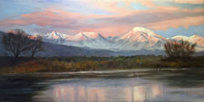 December Dawn Bishop Eastern Sierra sunrise oil painting snow winter