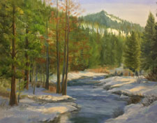 Winter on the Truckee River oil painting Lake Tahoe snow scape