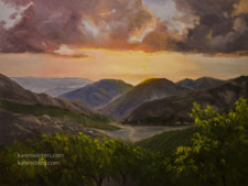 Malibu Vineyard Sunset oil painting